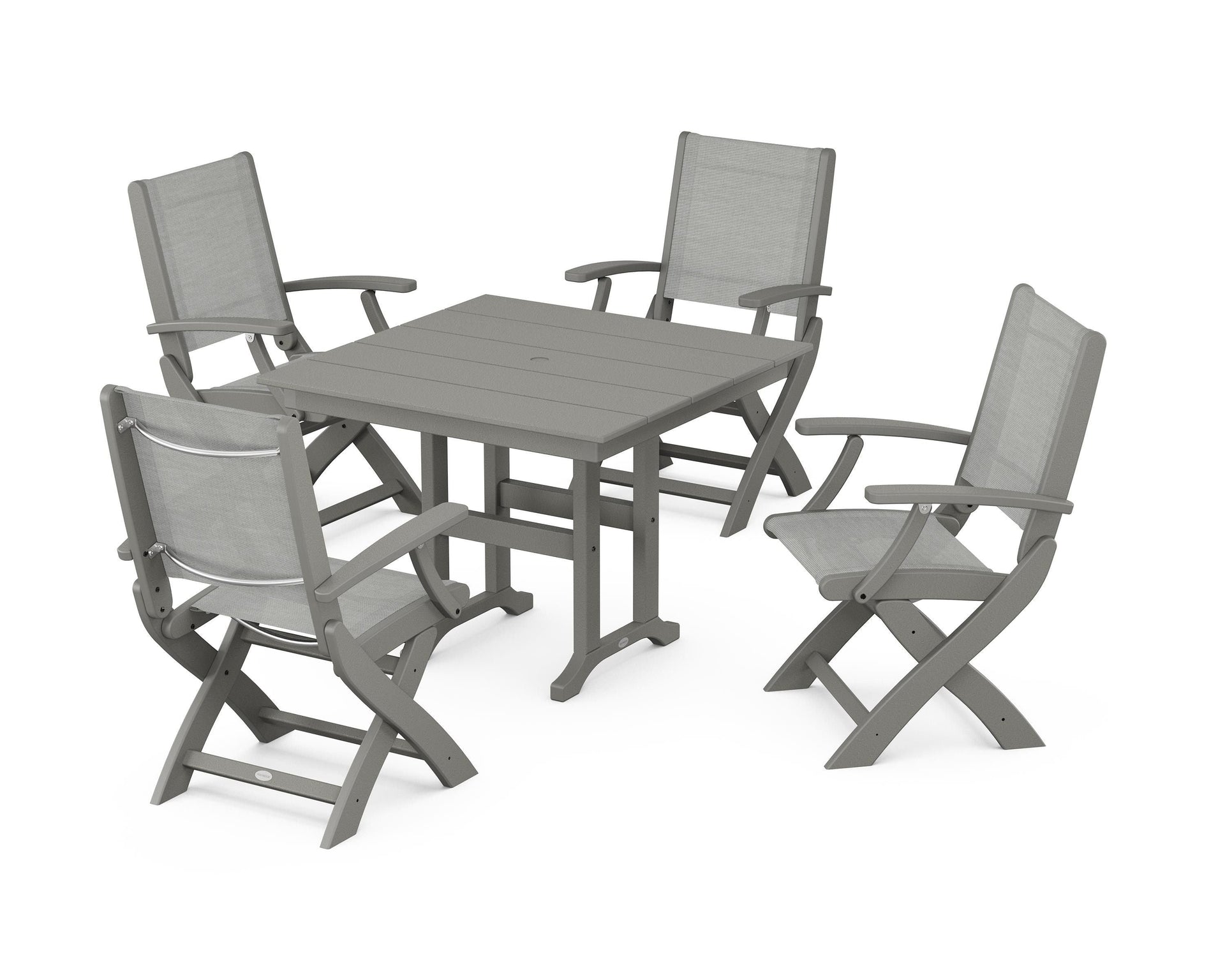 Coastal Folding Chair 5-Piece Farmhouse Dining Set