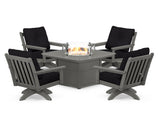 Vineyard 5-Piece Deep Seating Swivel Conversation Set with Fire Pit Table