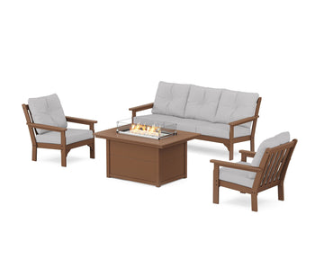 Vineyard Deep Seating Fire Pit Table Set