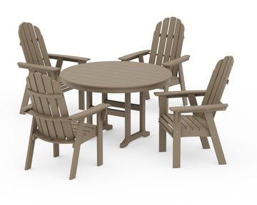 Vineyard Curveback Adirondack 5-Piece Round Farmhouse Dining Set