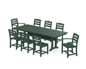 La Casa Café 9-Piece Farmhouse Dining Set with Trestle Legs