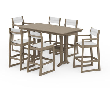 EDGE Sling 7-Piece Farmhouse Bar Set with Trestle Legs