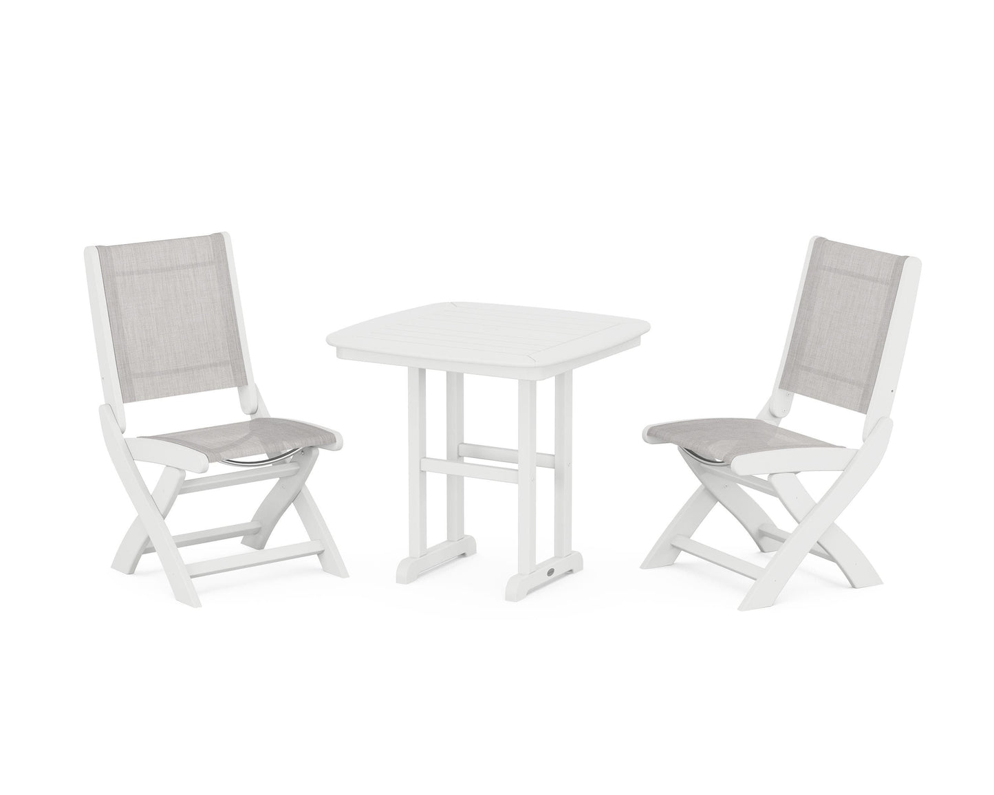 Coastal Folding Side Chair 3-Piece Dining Set