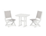 Coastal Folding Side Chair 3-Piece Dining Set