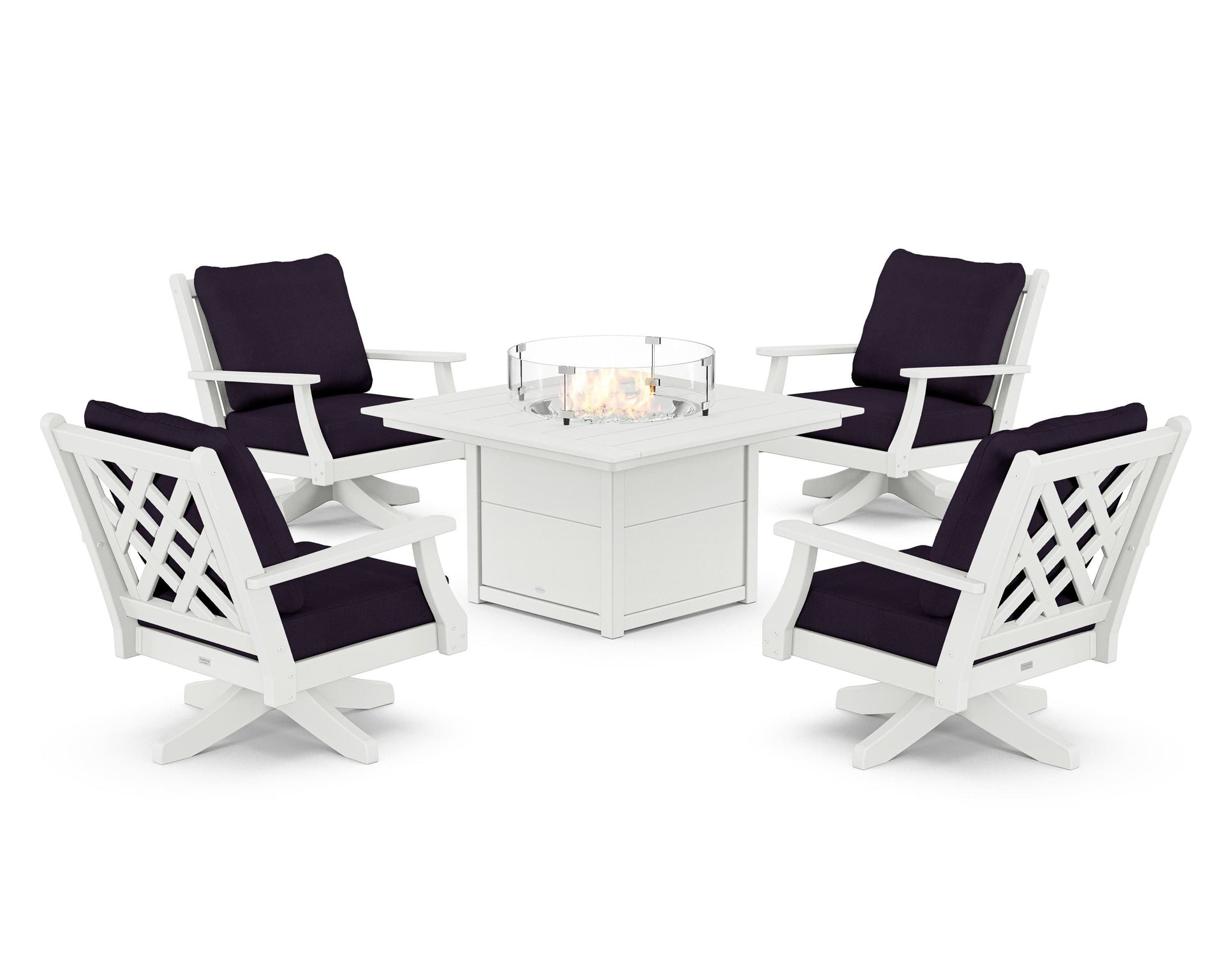 Wovendale 5-Piece Deep Seating Swivel Conversation Set with Fire Pit Table