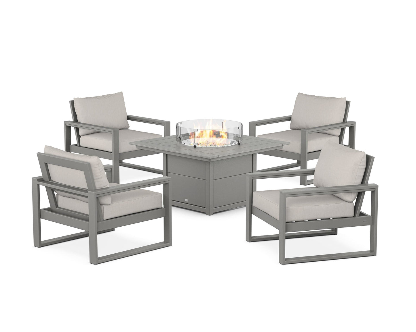 EDGE Sectional 5-Piece Deep Seating Set with Fire Pit Table