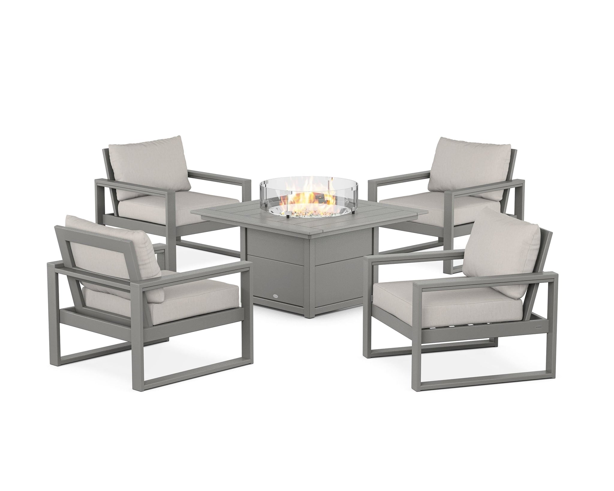 EDGE Sectional 5-Piece Deep Seating Set with Fire Pit Table