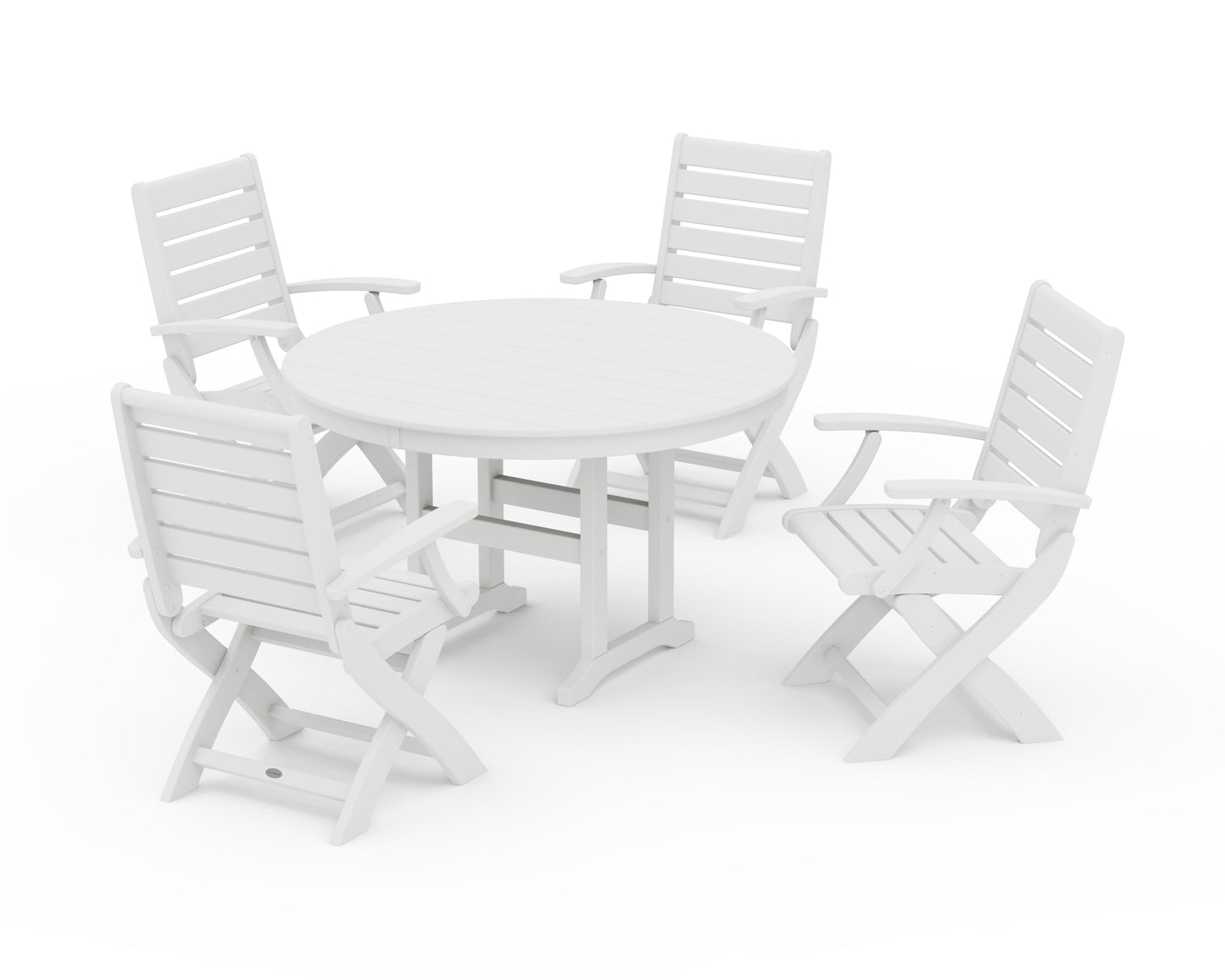Signature Folding Chair 5-Piece Round Farmhouse Dining Set