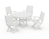 Signature Folding Chair 5-Piece Round Farmhouse Dining Set