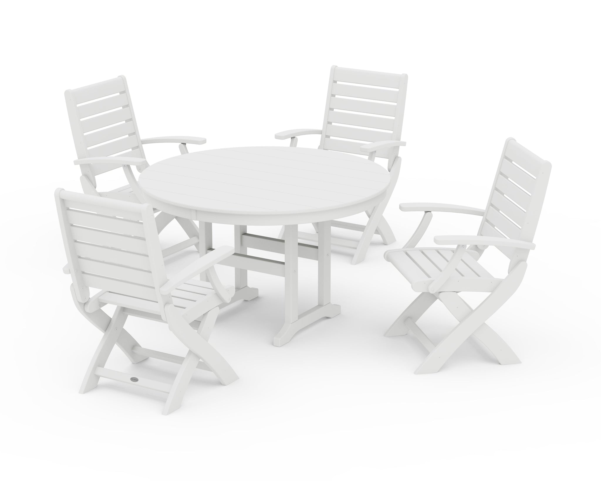 Signature Folding Chair 5-Piece Round Farmhouse Dining Set