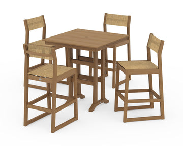 EDGE Sling Arm Chair 5-Piece Farmhouse Bar Set with Trestle Legs
