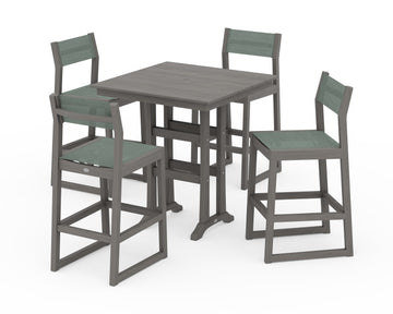 EDGE Sling Arm Chair 5-Piece Farmhouse Bar Set with Trestle Legs
