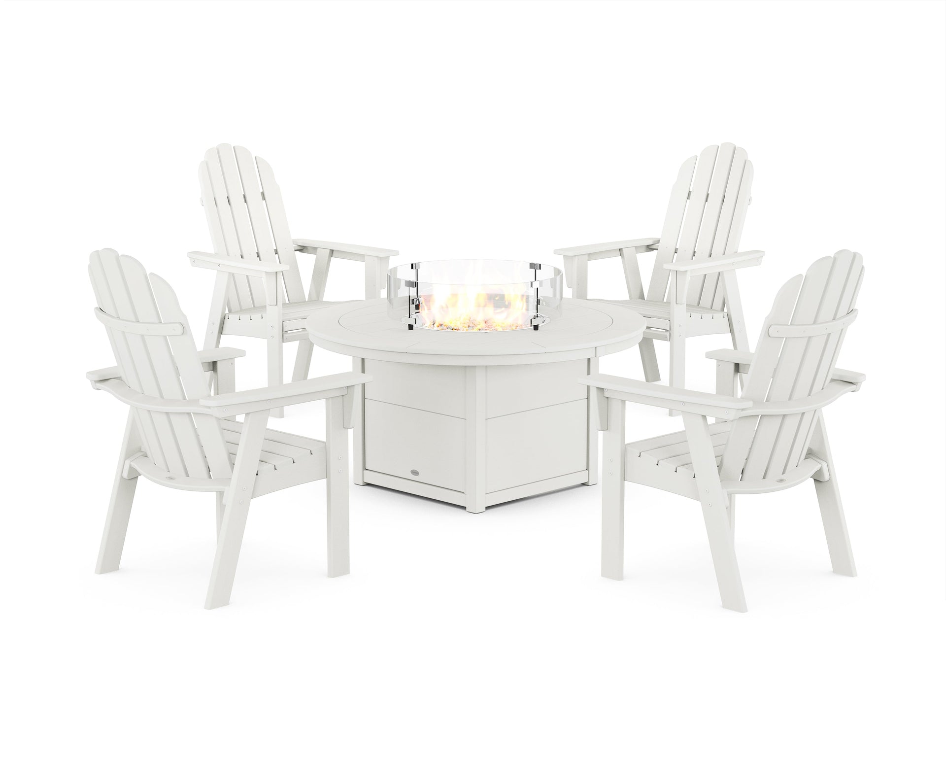 Vineyard 4-Piece Curveback Upright Adirondack Conversation Set with Fire Pit Table