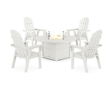 Vineyard 4-Piece Curveback Upright Adirondack Conversation Set with Fire Pit Table