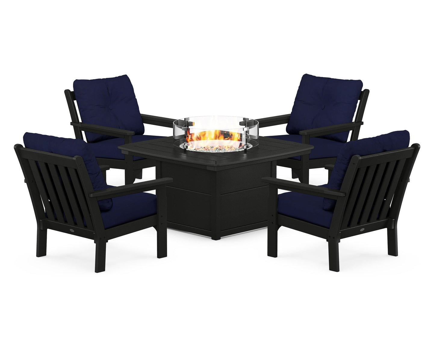 Vineyard 5-Piece Conversation Set with Fire Pit Table