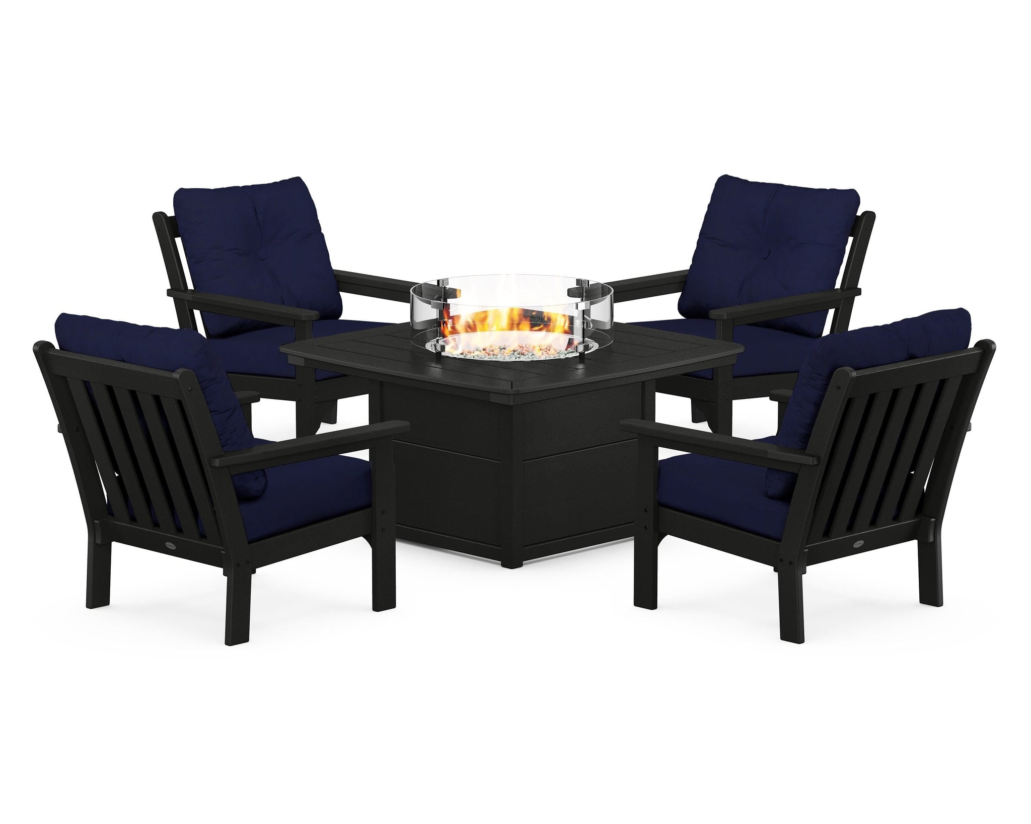 Vineyard 5-Piece Conversation Set with Fire Pit Table
