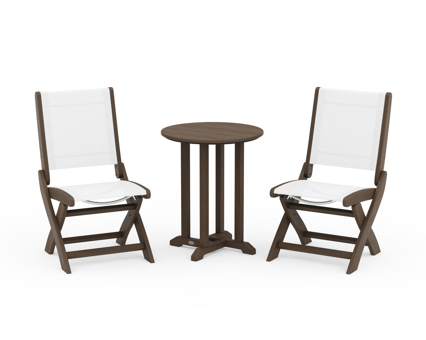 Coastal Folding Side Chair 3-Piece Round Bistro Dining Set