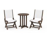 Coastal Folding Side Chair 3-Piece Round Bistro Dining Set