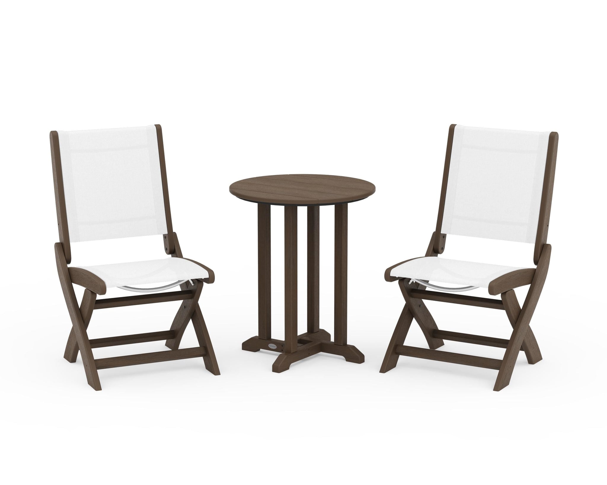 Coastal Folding Side Chair 3-Piece Round Bistro Dining Set