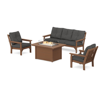 Vineyard Deep Seating Fire Pit Table Set