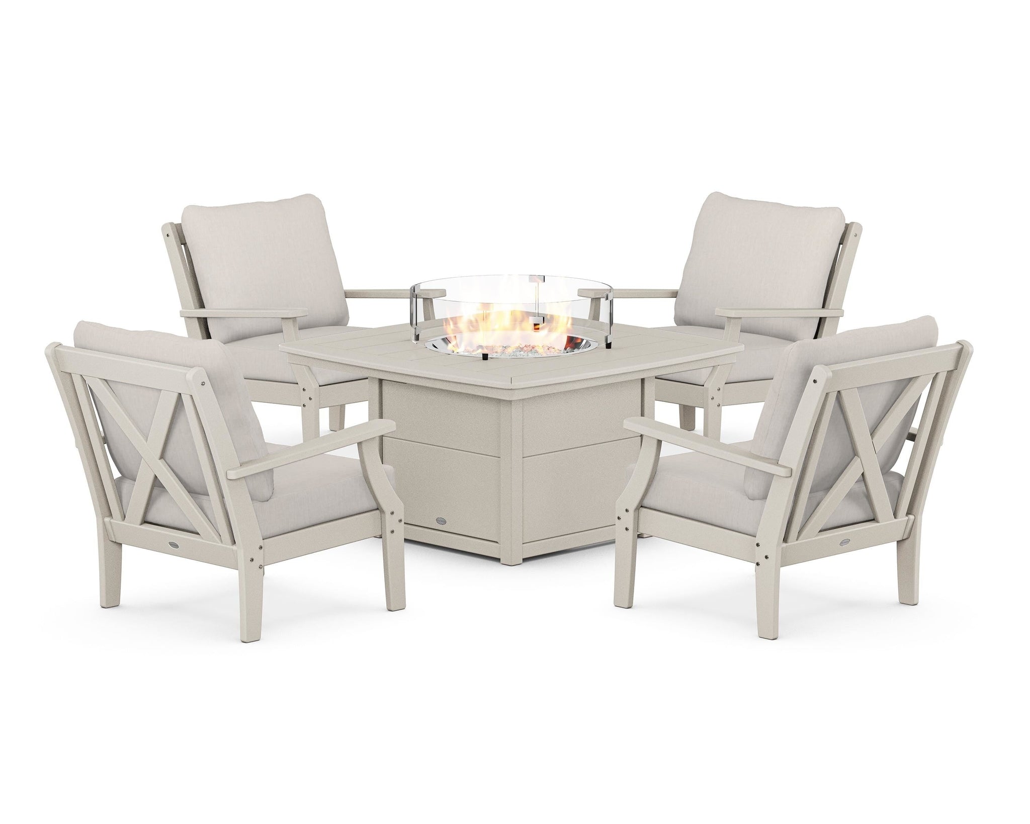 Braxton 5-Piece Deep Seating Conversation Set with Fire Pit Table