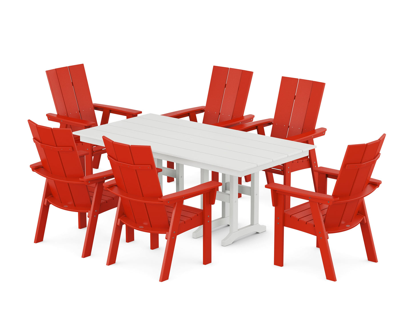 Modern Curveback Adirondack 7-Piece Farmhouse Dining Set