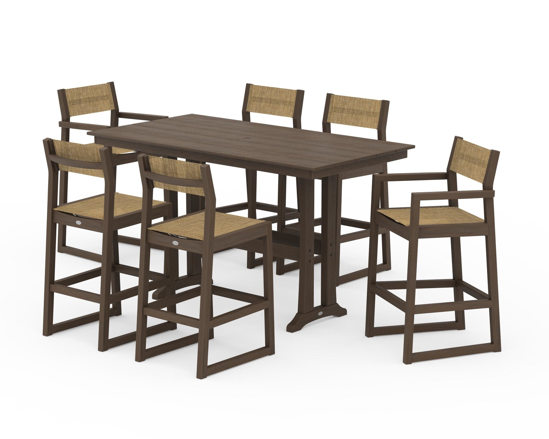 EDGE Sling 7-Piece Farmhouse Bar Set with Trestle Legs