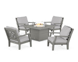 Chinoiserie 5-Piece Deep Seating Set with Fire Pit Table