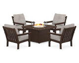 Vineyard 5-Piece Conversation Set with Fire Pit Table