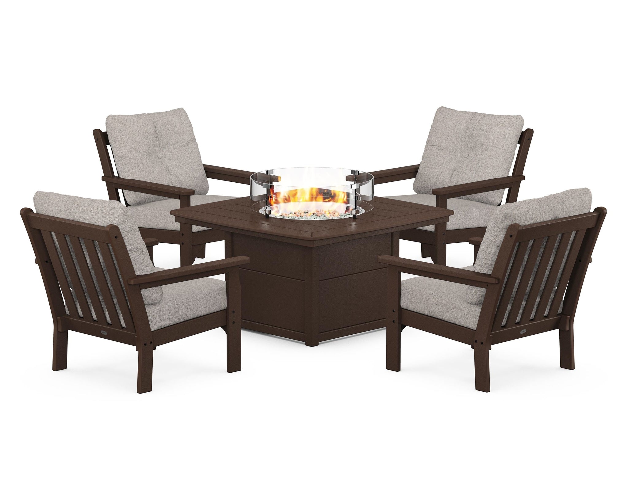 Vineyard 5-Piece Conversation Set with Fire Pit Table