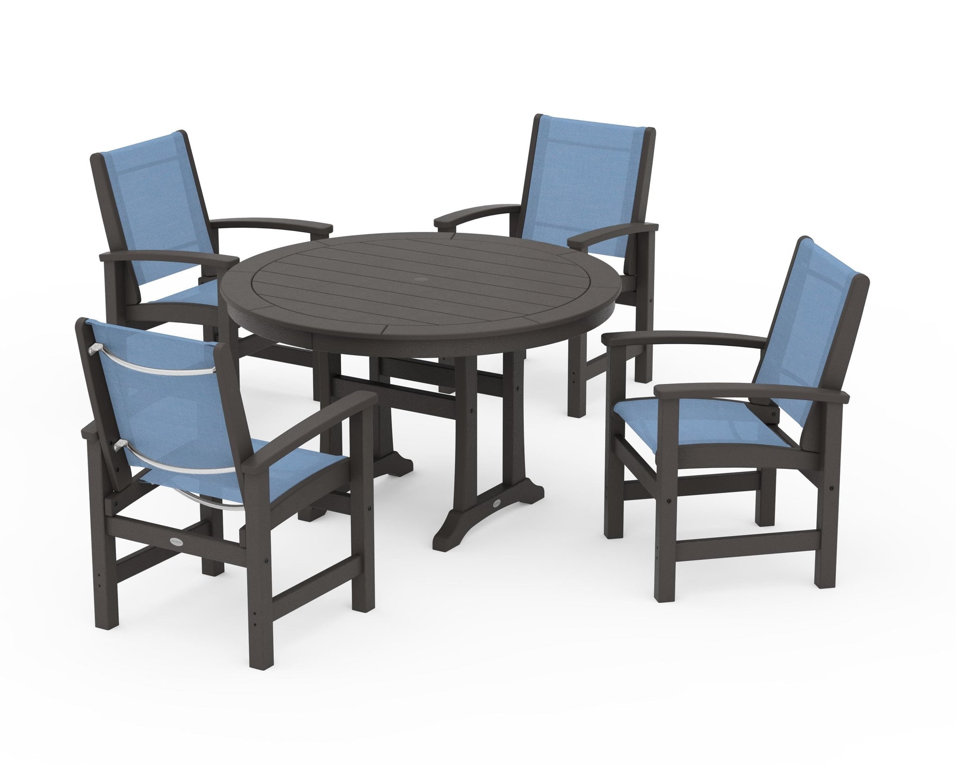 Coastal 5-Piece Round Dining Set with Trestle Legs