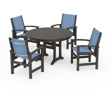 Coastal 5-Piece Round Dining Set with Trestle Legs