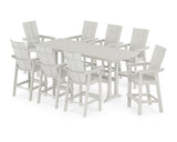 Modern Curveback Adirondack 9-Piece Farmhouse Bar Set with Trestle Legs