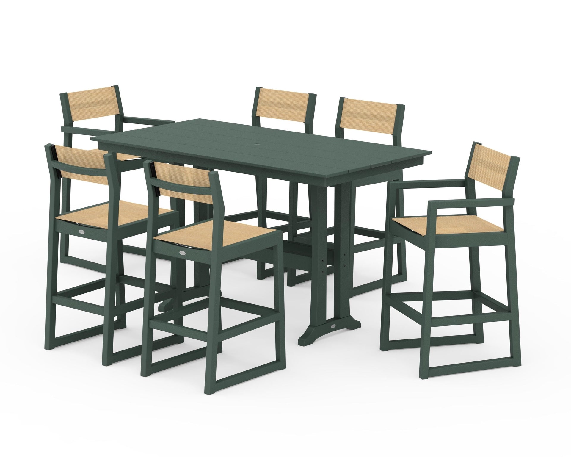 EDGE Sling 7-Piece Farmhouse Bar Set with Trestle Legs