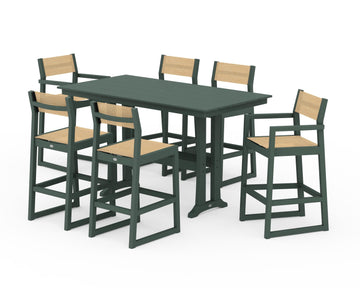 EDGE Sling 7-Piece Farmhouse Bar Set with Trestle Legs