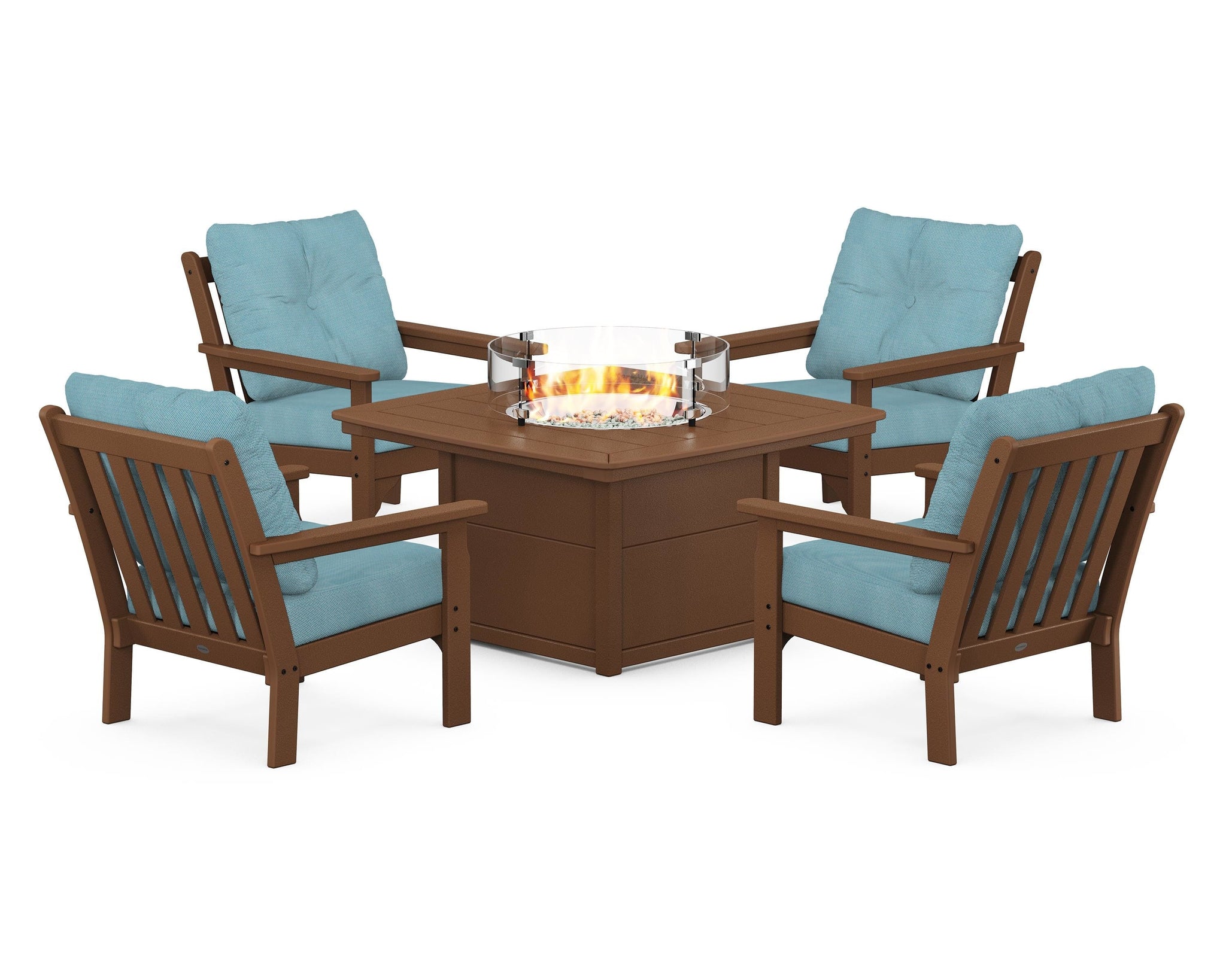 Vineyard 5-Piece Conversation Set with Fire Pit Table