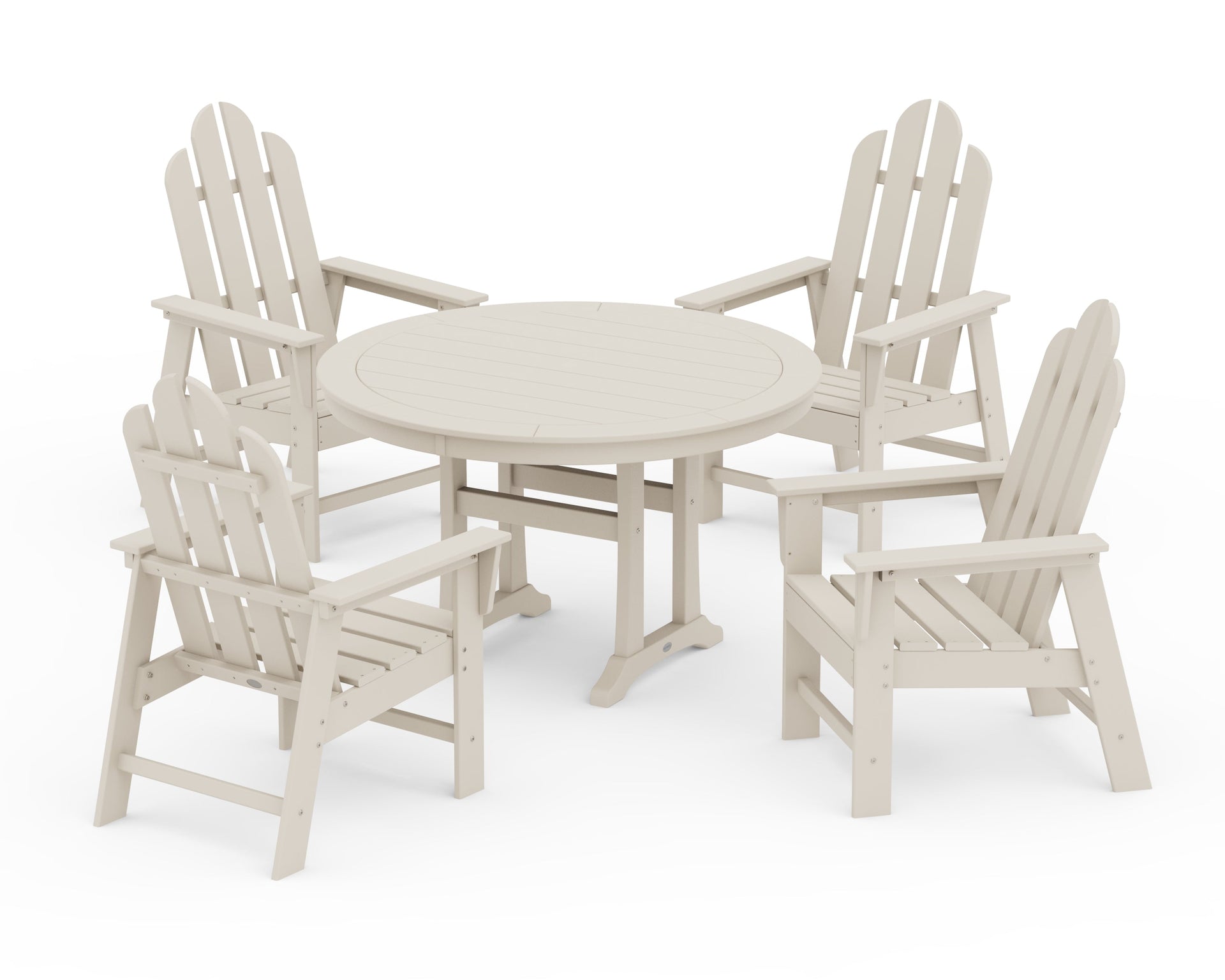 Long Island 5-Piece Round Dining Set with Trestle Legs