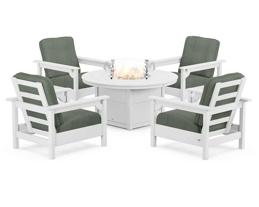 Club 5-Piece Conversation Set with Fire Pit Table