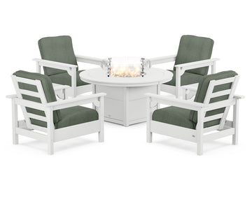 Club 5-Piece Conversation Set with Fire Pit Table