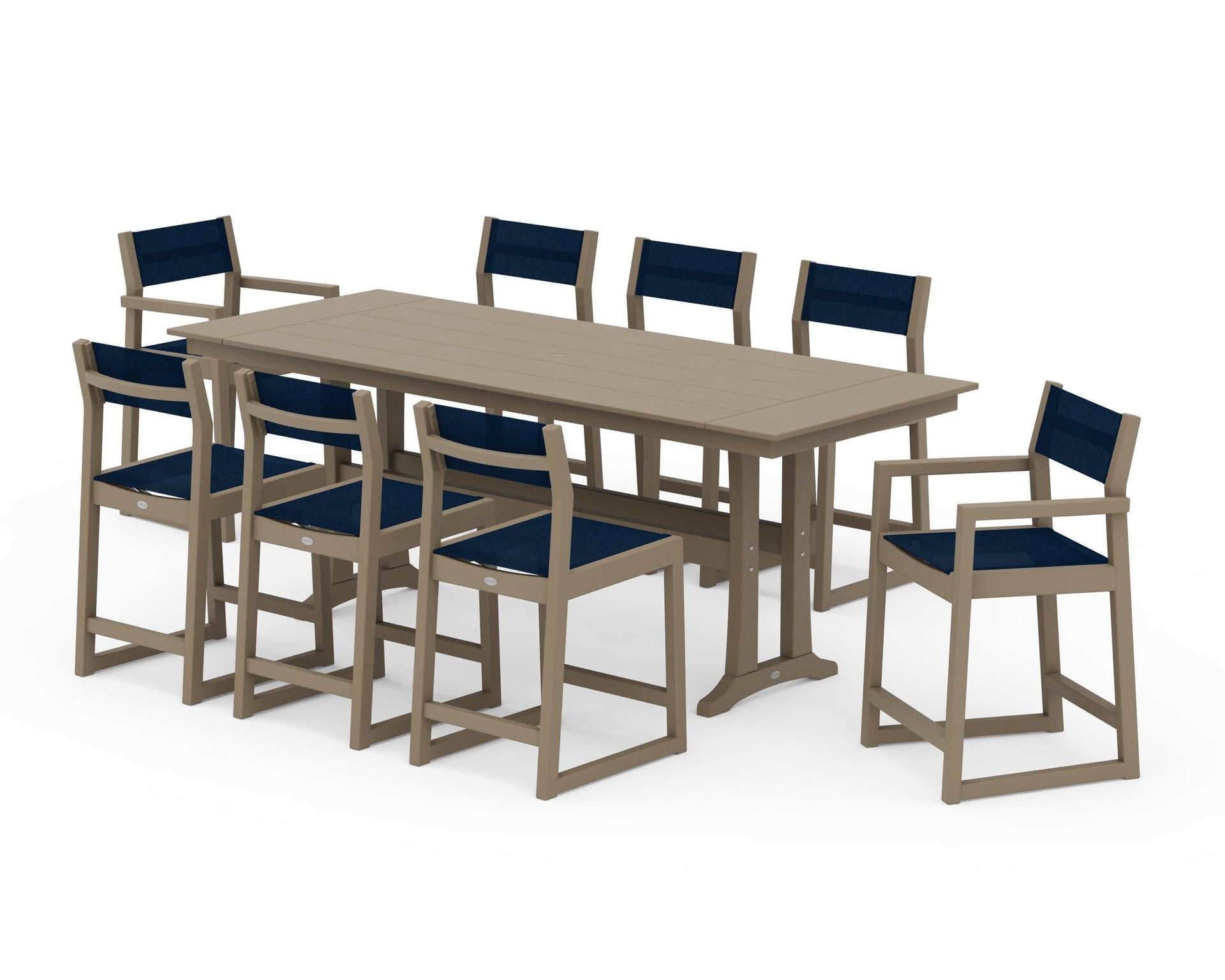 EDGE Sling 9-Piece Farmhouse Counter Set with Trestle Legs