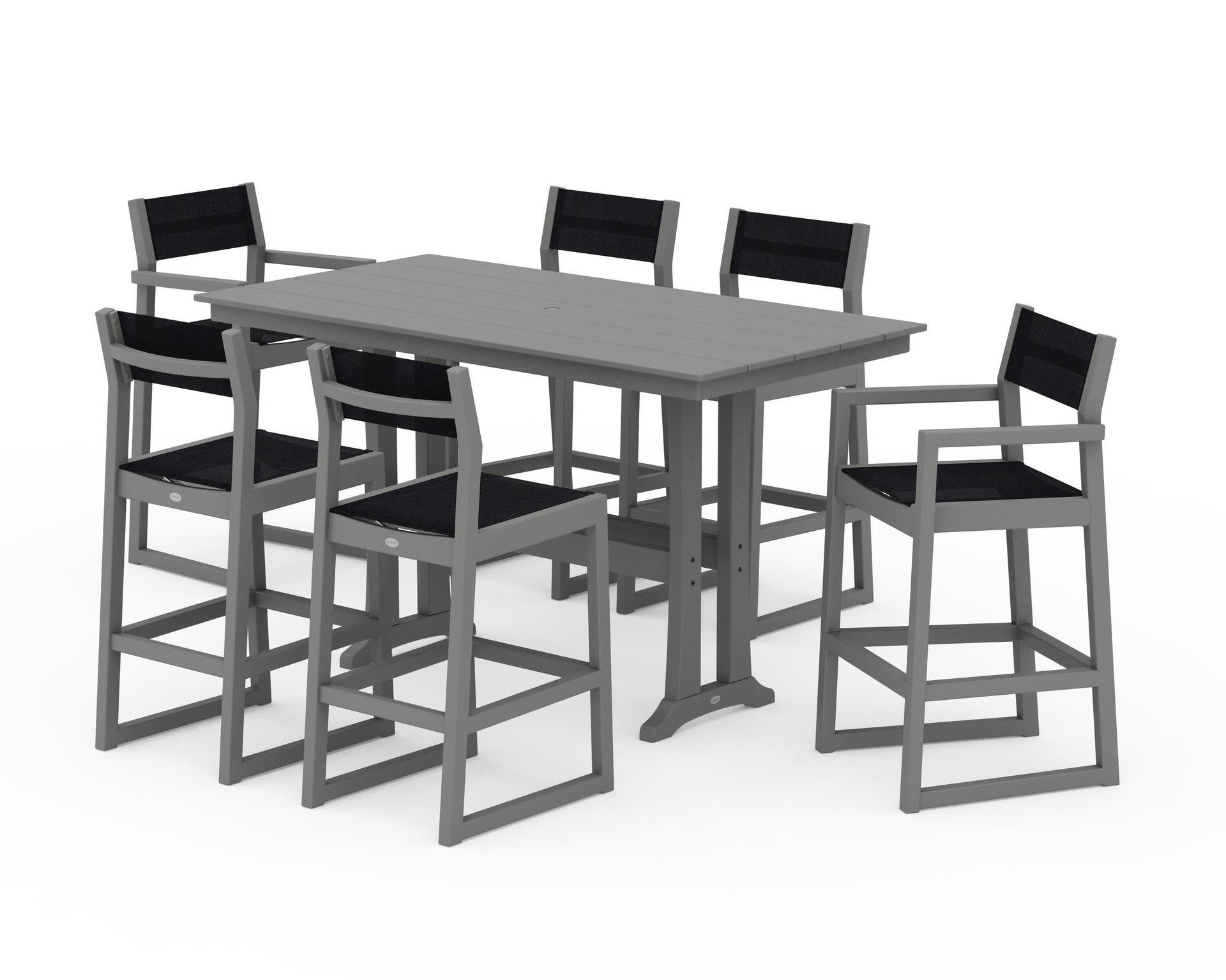 EDGE Sling 7-Piece Farmhouse Bar Set with Trestle Legs