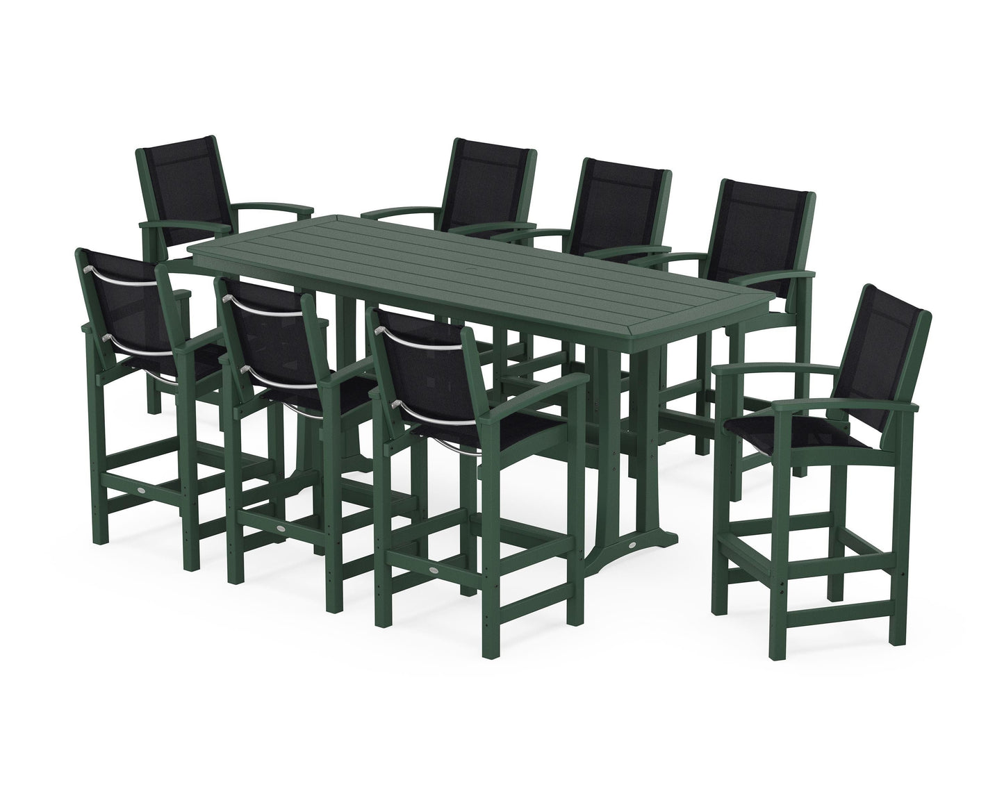 Coastal 9-Piece Bar Set with Trestle Legs