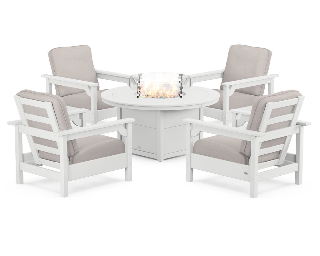 Club 5-Piece Conversation Set with Fire Pit Table