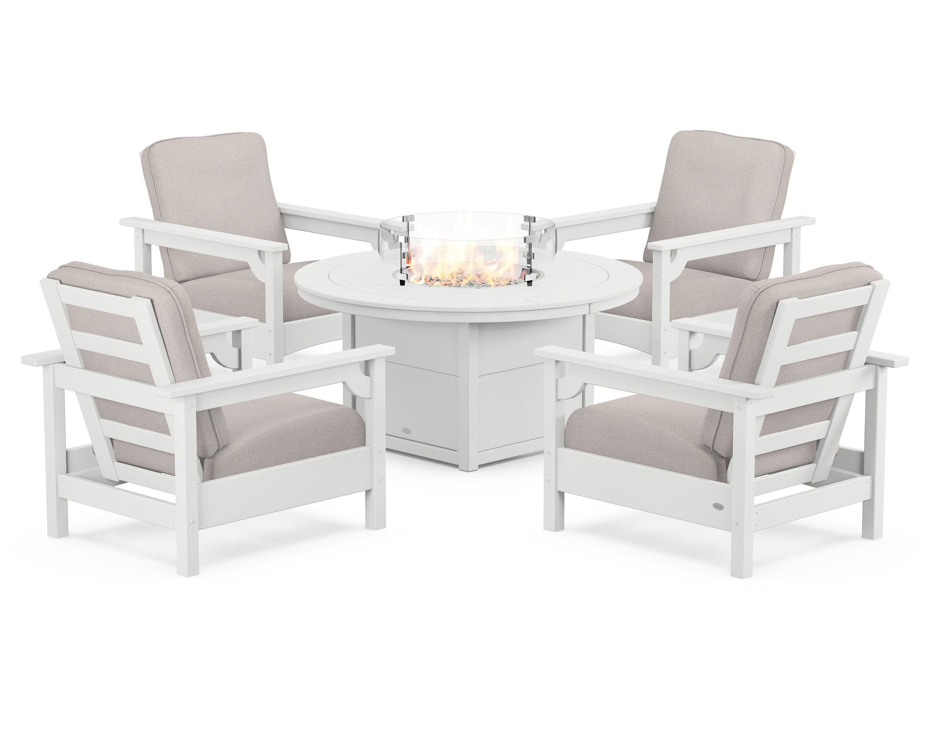 Club 5-Piece Conversation Set with Fire Pit Table
