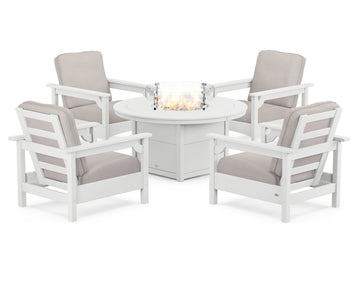 Club 5-Piece Conversation Set with Fire Pit Table