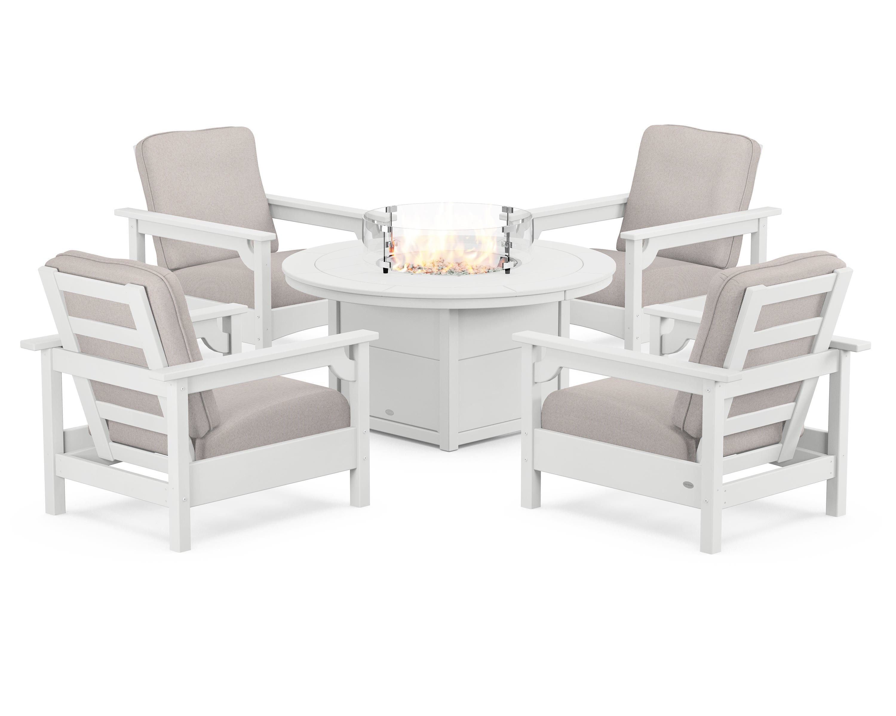 Club 5-Piece Conversation Set with Fire Pit Table