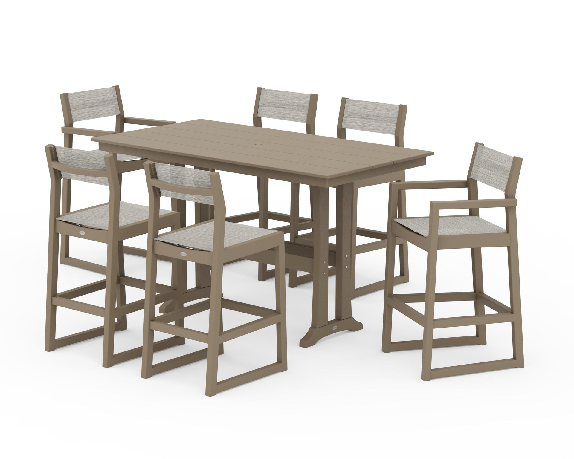 EDGE Sling 7-Piece Farmhouse Bar Set with Trestle Legs
