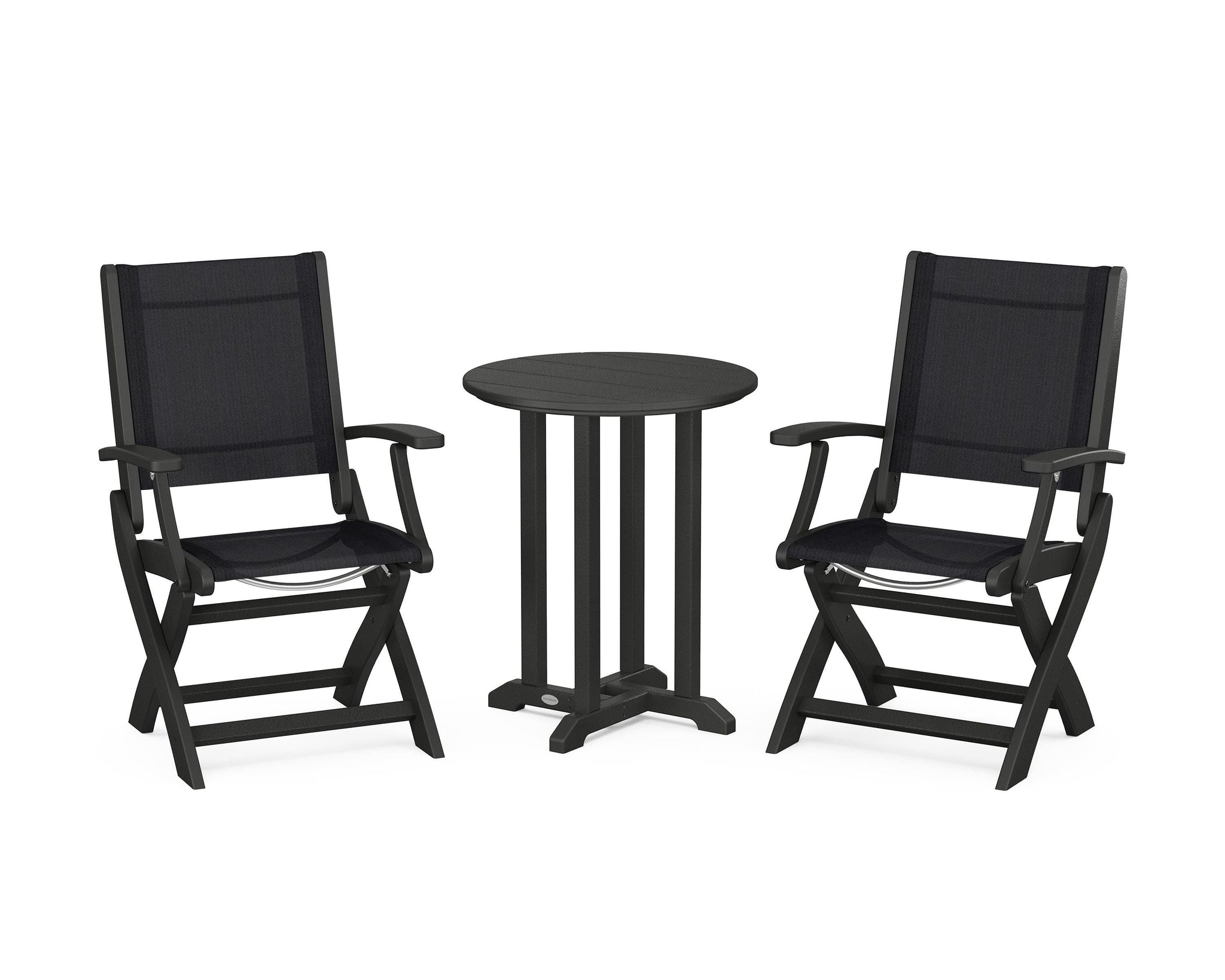 Coastal Folding 3-Piece Round Bistro Dining Set