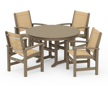 Coastal 5-Piece Round Farmhouse Dining Set
