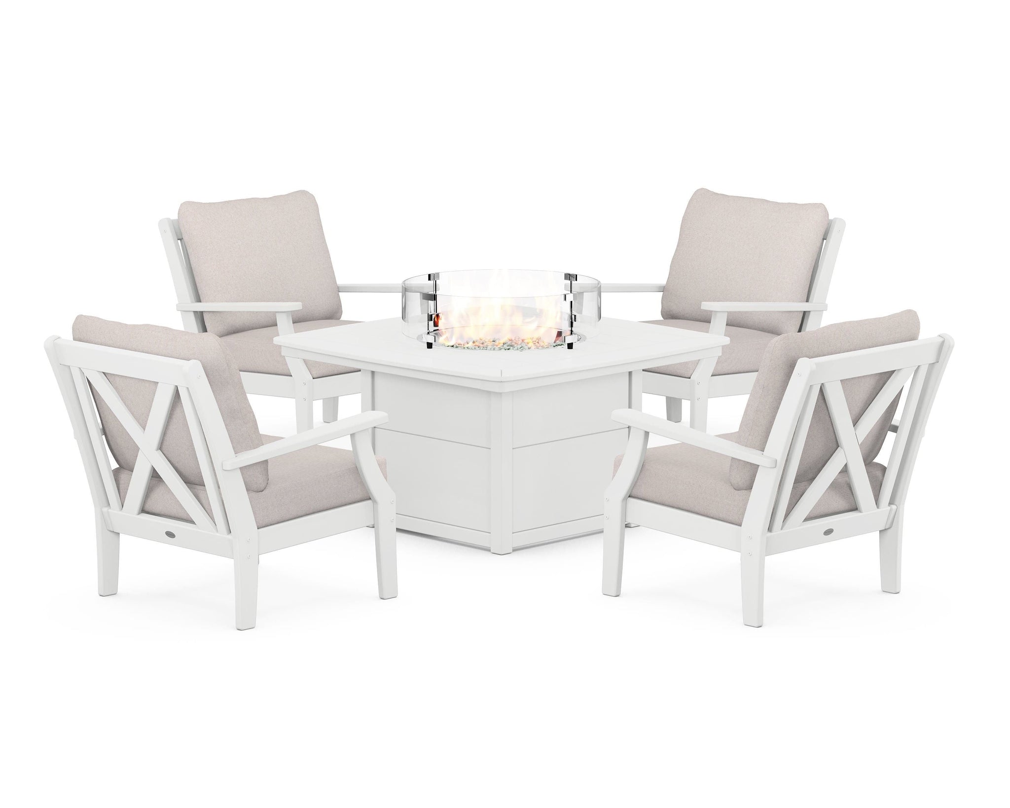 Braxton 5-Piece Deep Seating Conversation Set with Fire Pit Table